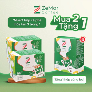 [MUA 2 TẶNG 1] Combo 2 hộp cà phê hòa tan ZeMor Coffee 3in1 Vị dịu dàng, thơm béo, đậm đà hộp 20gx12 gói - Tặng 1 hộp