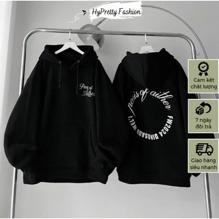 Áo hoodie PARIS logo in nổi tay phồng nhúng màu đen vải nỉ lót bông unisex form rộng HYPRETTY 02