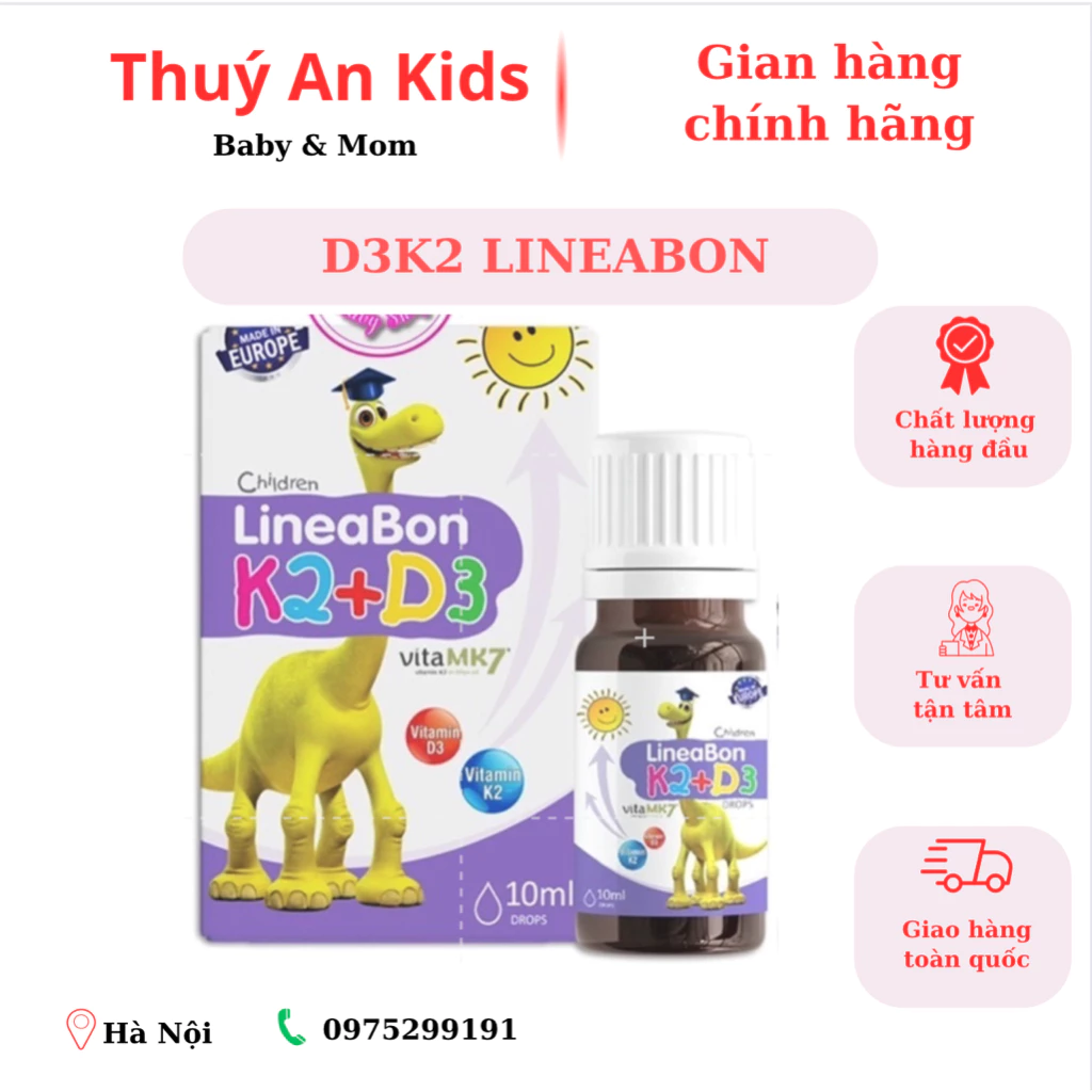 Vitamin D3K2 Lineabon tăng chiều cao tốt đa cho bé + quà