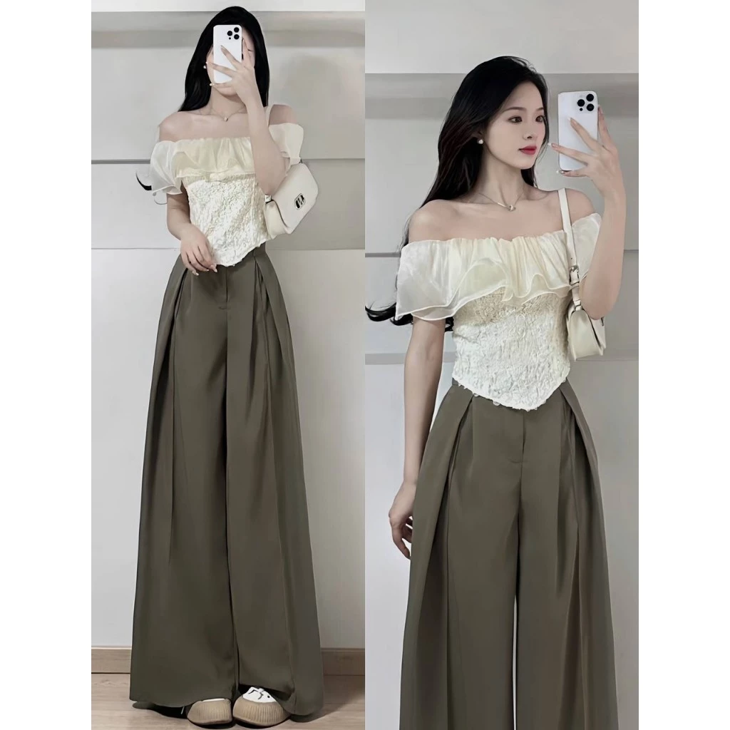 Quần ống rộng ly lệch cạp cao tôn dáng chất GOD - Retrostyle -Quanongrong382_P13K12