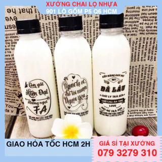 50 chai nhựa pet tròn 250ml kèm tem thank you ❤