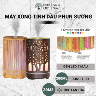 Máy Xông Tinh Dầu , Máy Khuyếch Tán Tinh Dầu Phòng Ngủ Phun Sương Tạo Độ Ẩm Hết Nước Tư Tắt , Có Đèn Led 7 màu