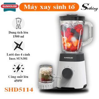 Máy Xay Sinh Tố SUNHOUSE SHD5114 Sothing Xiangwu - Máy Say Đa Năng Công Suất 450W , Dung Tích Lớn 1.5L Bảo Hành 1 Năm