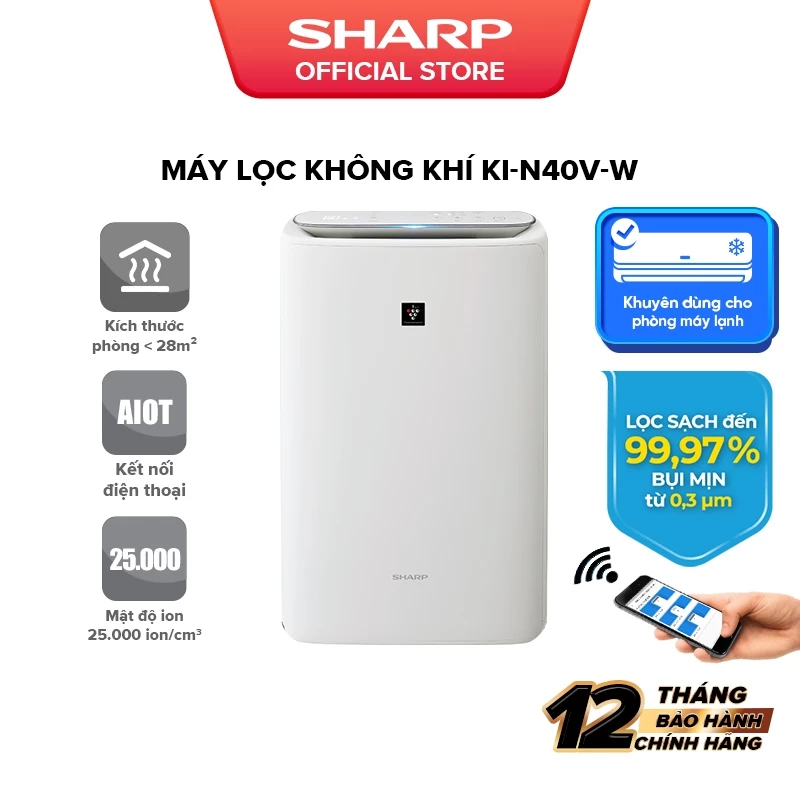 Máy lọc khí và tạo ẩm Sharp KI-N40V-W/H - Hàng chính hãng bảo hành 12 tháng