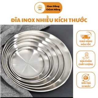 Đĩa inox tròn Hàn Quốc màu bạc và vàng, nhiều kích thước, đựng hoa quả, trang trí, dễ vệ sinh | AGU KITCHEN