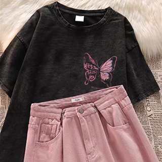 Áo phông chất NBOT nữ đẹp butterfly print local brand thời trang form rộng unisex 100% cotton-Y0488