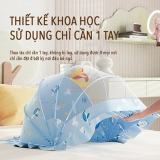 Màn chụp cho bé, mùng chụp cho bé KidAndMom chính hãng gấp gọn tự bung chống muỗi côn trùng giảm ánh sáng tiện dụng