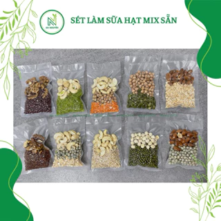 set hạt làm sữa hạt - mix 10 gói không trùng vị 70g