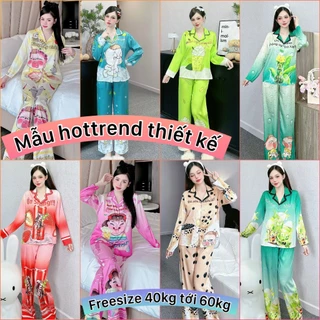 pijama tay dài lụa xước thiết kế cao cấp hot trend , đồ bộ hot nhất hiện nay nhiều mẫu, pijama nữ rẻ