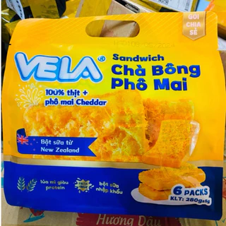 Bịch 6 chiếc Bánh VeLa Sandwich chà bông phô mai 280g cho bữa ăn sáng )