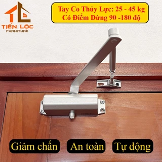 Tay co, tay co thủy lực có điểm dừng từ 90 đến 180 độ, cùi chỏ hơi, tay đẩy hơi đóng cửa tự động