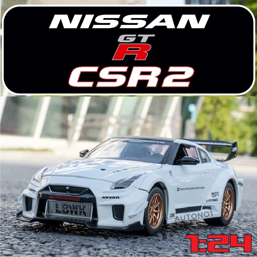 Mô hình xe Nissan GTR R35 CSR2 full open , có đèn , âm thanh 1:24 Alloy OT054 OT403 OT449