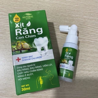 Lọ 30ml Tinh dầu Xịt răng CON CHIM Nano bạc sodium chloride dùng cho người sâu răng đau răng viêm lợi hôi miệng