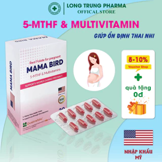 Bổ bầu Mama Bird 5MTHF - Ngăn dị tật thai nhi, Bổ trứng, Tăng khả năng sinh sản (Hộp 30 viên) - nhập khẩu Mỹ