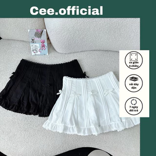 CEE OFFICIAL Chân váy voan xoè xếp ly phối nơ 2 bên dễ thương P47