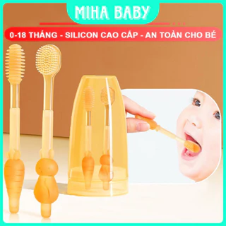 RƠ LƯỠI và Bàn Chải đánh răng Silicon cho bé sơ sinh Từ 0-18 tháng Miha Baby