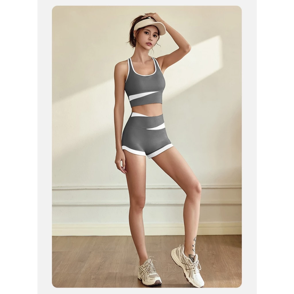 áo tập gym yoga erobic nữ áo bra croptop đan dây sau lưng quần legging thun co giãn kèm mút