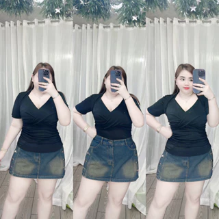 [Bigsize 60-90kg] Áo nhũ xoắn tay ngắn