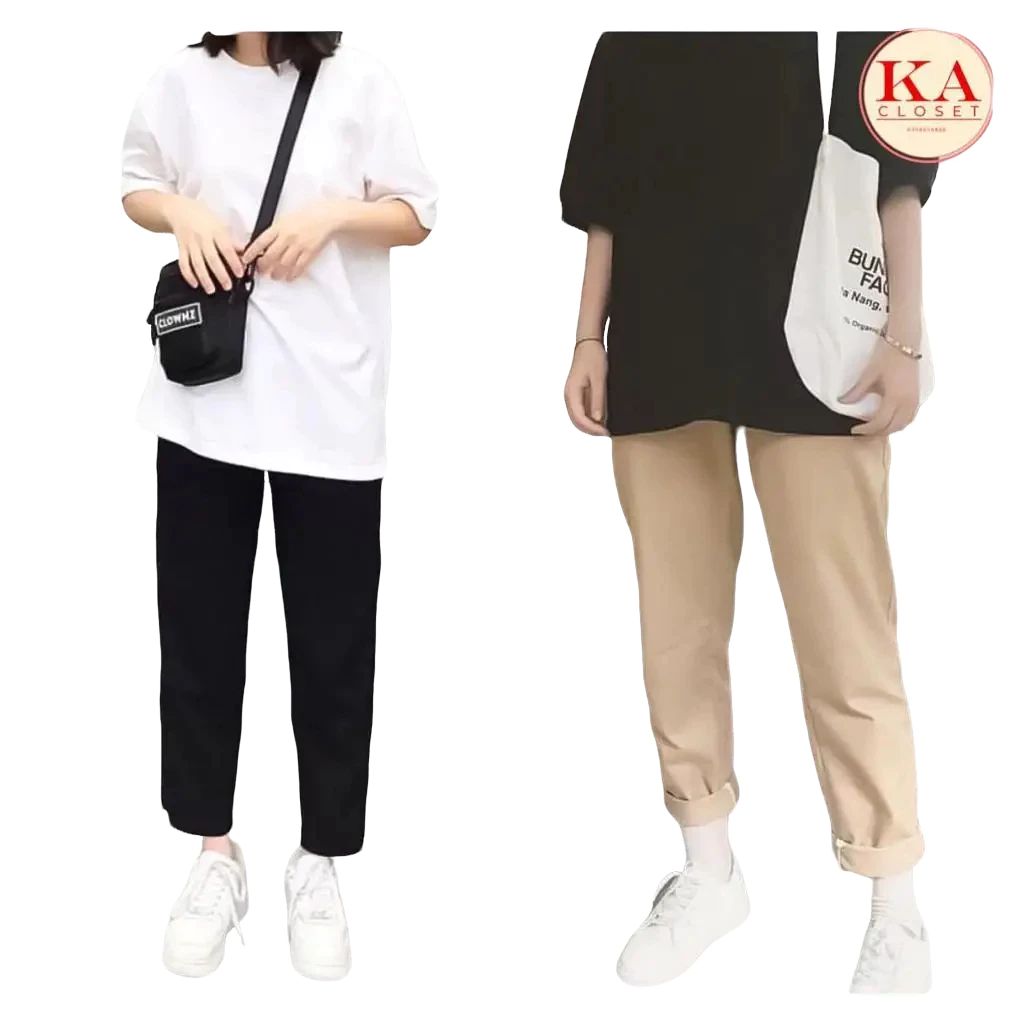 Quần xuông kaki KA Closet vải kaki, ống xuông 3 màu Đen Vàng Sữa, mặc đi học, đi chơi, hot hit