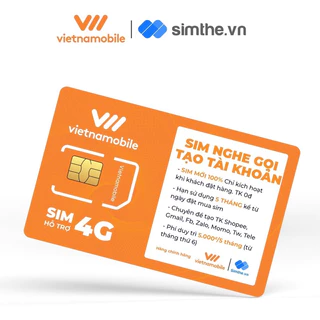 Sim 4G Vietnamobile, Sim data ưu đãi 5GB/ngày cước 50k/tháng, Sim mạng mới 100% được chọn số