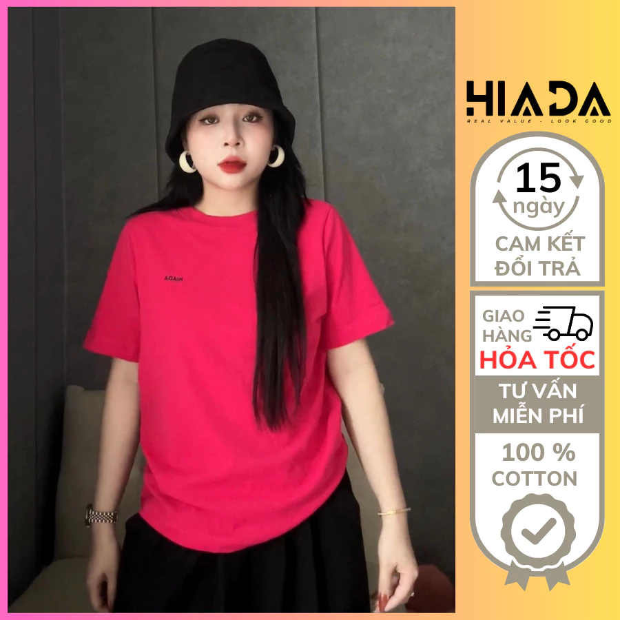 Áo Thun Nữ HIADA Cổ Tròn Form Rộng Nam Nữ Unisex Vải Cotton 100%