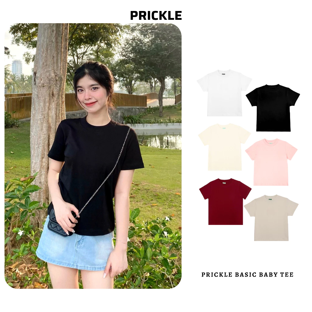 Áo Thun Nữ Baby Tee Trơn Basic PRICKLE Premium Cotton 100% 250gsm