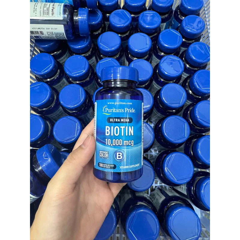 [US]Viên uống hỗ trợ mọc tóc, ngăn rụng tóc Puritan’s Pride Biotin 10000mcg 100 Softgels