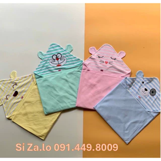 CHĂN Ủ KẺ COTTON ĐẸP CÓ TAI XINH CHO BÉ SƠ SINH