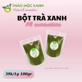 [sẵn] Bột trà xanh trị mụn - trắng da pl cosmetics gói 100gr (tặng que đắp)