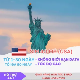 SIM DU LỊCH MỸ 4G KHÔNG GIỚI HẠN INTERNET TỐC ĐỘ CAO - NGÀY LINH HOẠT - CÓ ESIM