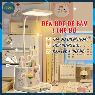 Đèn Bàn Học Đọc Sách Bảo Vệ Mắt Cảm Ứng Với 3 Chế Độ Ánh Sáng Biến Thiên,Đèn Để Bàn Cao Cấp Tích Hợp Hộp Đựng Bút 3 Ngăn