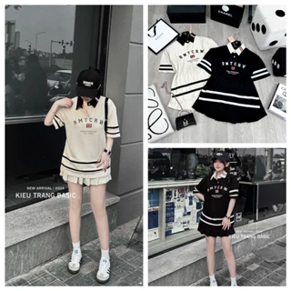 [ 𝐅𝐑𝐄𝐄 𝐒𝐇𝐈𝐏 ] Set áo polo viền sọc mix cv xếp ly siêu hot Vải cotton khô QC dày đẹp , phối màu chuẩn mẫu, viền dây nổi