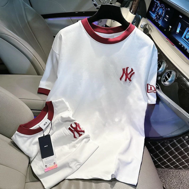 Áo Thun MLB Thêu Chữ NY Form Rộng Tay Lỡ  Vải Cotton Cao Cấp Mẫu Hot 2024