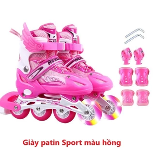 Giày patin cao cấp Sport trẻ em, người lớn chính hãng, khung thép, bánh cao su phát sáng