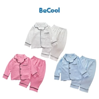 Bộ Pijama Dài Tay Đũi BECOOL, Bộ Ngủ Dài Tay Chất Đũi Nhăn Cho Bé Từ 8-27Kg