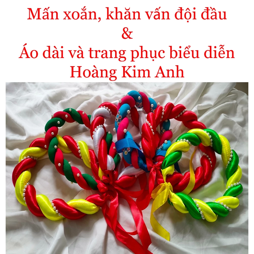 Mấn xoắn đội đầu, khăn xếp, mấn vấn áo dài mặc với áo dài cách tân nữ trang phục biểu diễn văn nghệ, cô dâu nhiều màu