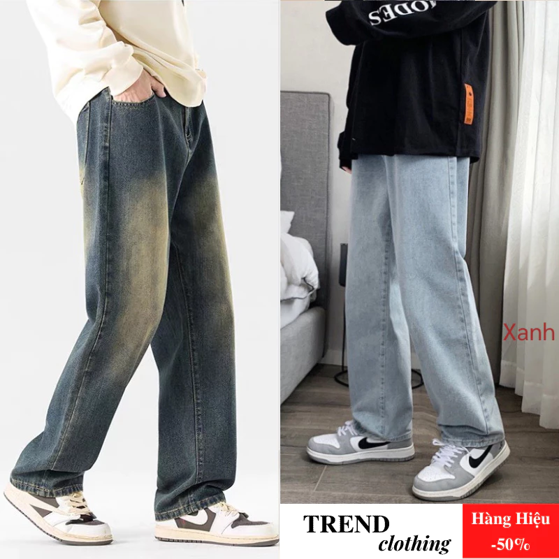 Quần Jean Nam, Nữ Quần Baggy Trắng Ống Xuông Rộng Style Hàn Quốc 2022-Trend Clothing!