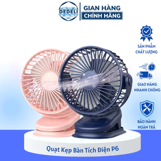 Quạt Kẹp Bàn Tích Điện P6 - Quạt mini Để Bàn Xoay 360 độ Tiện Lợi Quạt Mini Để Bàn Sạc Tích Điện Quạt Tích Điện Kẹp Bàn