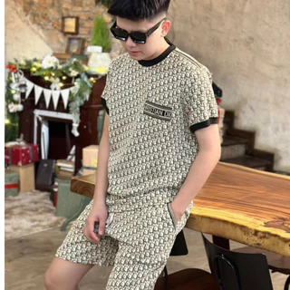 🔥Hot🔥 Bộ Thun Cộc Tay Nam Di.or Mùa Hè - BỘ Nam Quần Đùi Chữ In Unisex Chất Thun Cotton Co Dãn 4 Chiêu