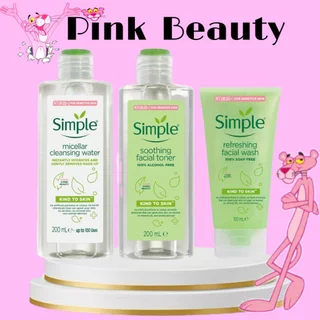 Bộ mỹ phẩm Simple 3 sản phẩm làm sạch, cân bằng da ( tẩy trang + sữa rửa mặt + toner) - PINK BEAUTY