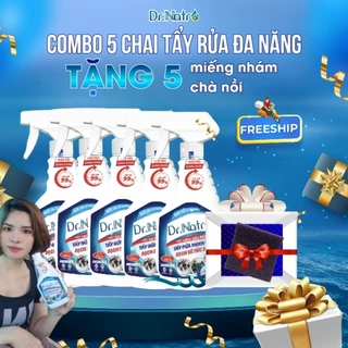 5 chai tẩy đa năng drnatro tặng 5 miếng nhám đánh bay các vết bẩn trên moi vật liệu