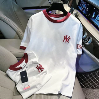 Áo Thun MLB Thêu Chữ NY Form Rộng Tay Lỡ Vải Cotton 100% , Áo Phông Nam Nữ Hàng Quảng Châu Cao Cấp