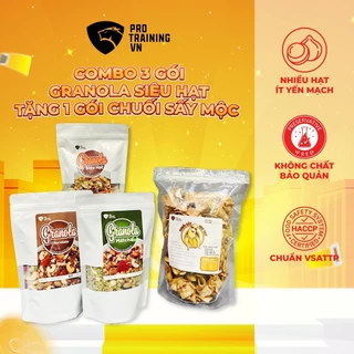 [Mua 3 tặng 1] Combo 3 hộp Granola ăn kiêng dạng hạt tặng 1 gói chuối sấy mộc healthy 500g