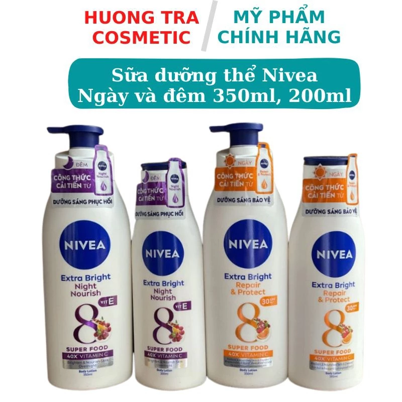 Bộ đôi dưỡng thể Nivea ngày và đêm trắng da chống nắng 350ml - Chính hãng