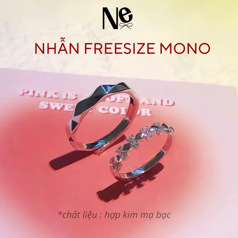 [1 ĐÔI] nhẫn FREESIZE MONO  hợp kim nene tự chỉnh 2024