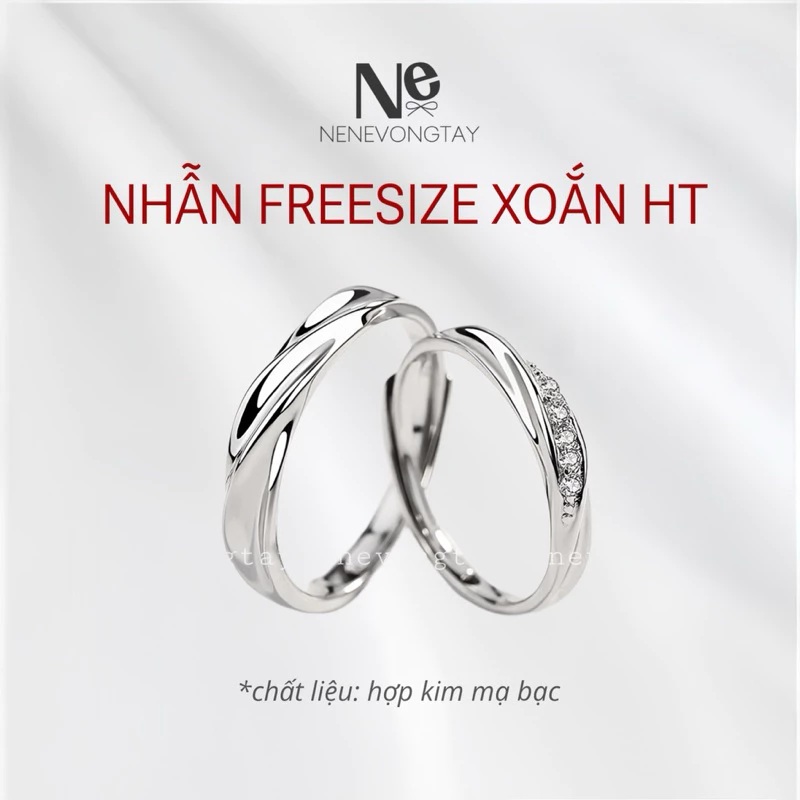 [1 ĐÔI] nhẫn FREESIZE XOẮN HẠT TO  hợp kim nene tự chỉnh 2024