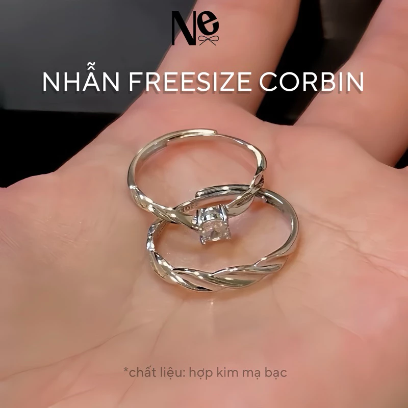 [1 ĐÔI] nhẫn FREESIZE COBIN  hợp kim nene tự chỉnh 2024