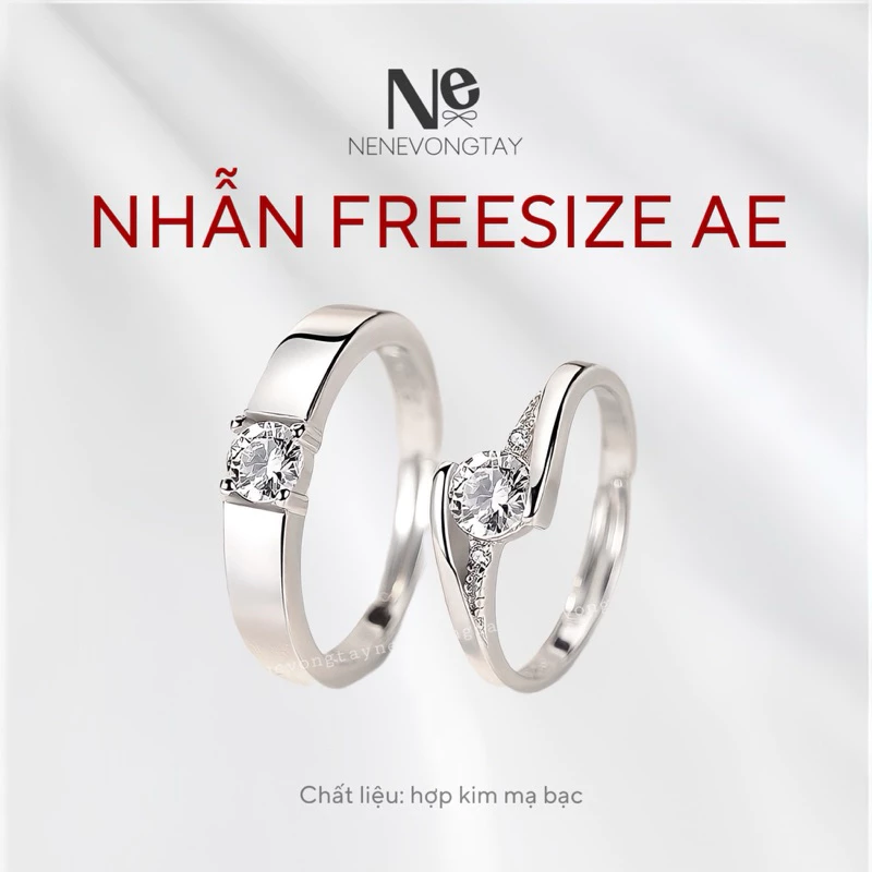 [1 ĐÔI] nhẫn FREESIZE AE  hợp kim nene tự chỉnh 2024