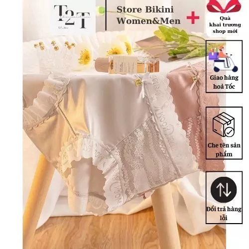 (combo 5 quần) Quần lót Cạp Cao  Quần Lót Nữ Su Lụa Ren Hông Cạp Cao Tàng Hình Sexy T2T Store