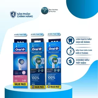 Vỉ 6, 8 Đầu Bàn Chải Điện Oral-B Precision Clean, Sensitive Clean, Đầu Bàn Chải Braun Phù hợp hầu hết các bàn chải điện